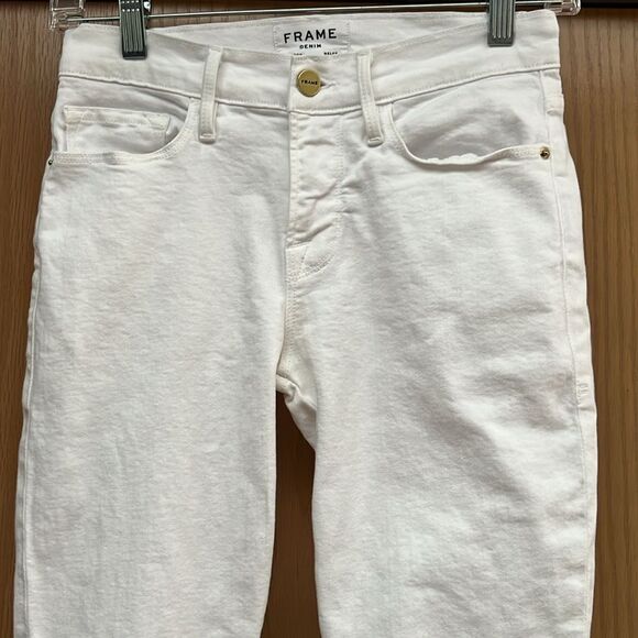 FRAME Le Skinny de Jeanne Foliage Embroidered Jeans Blanc - Picture 5 of 11